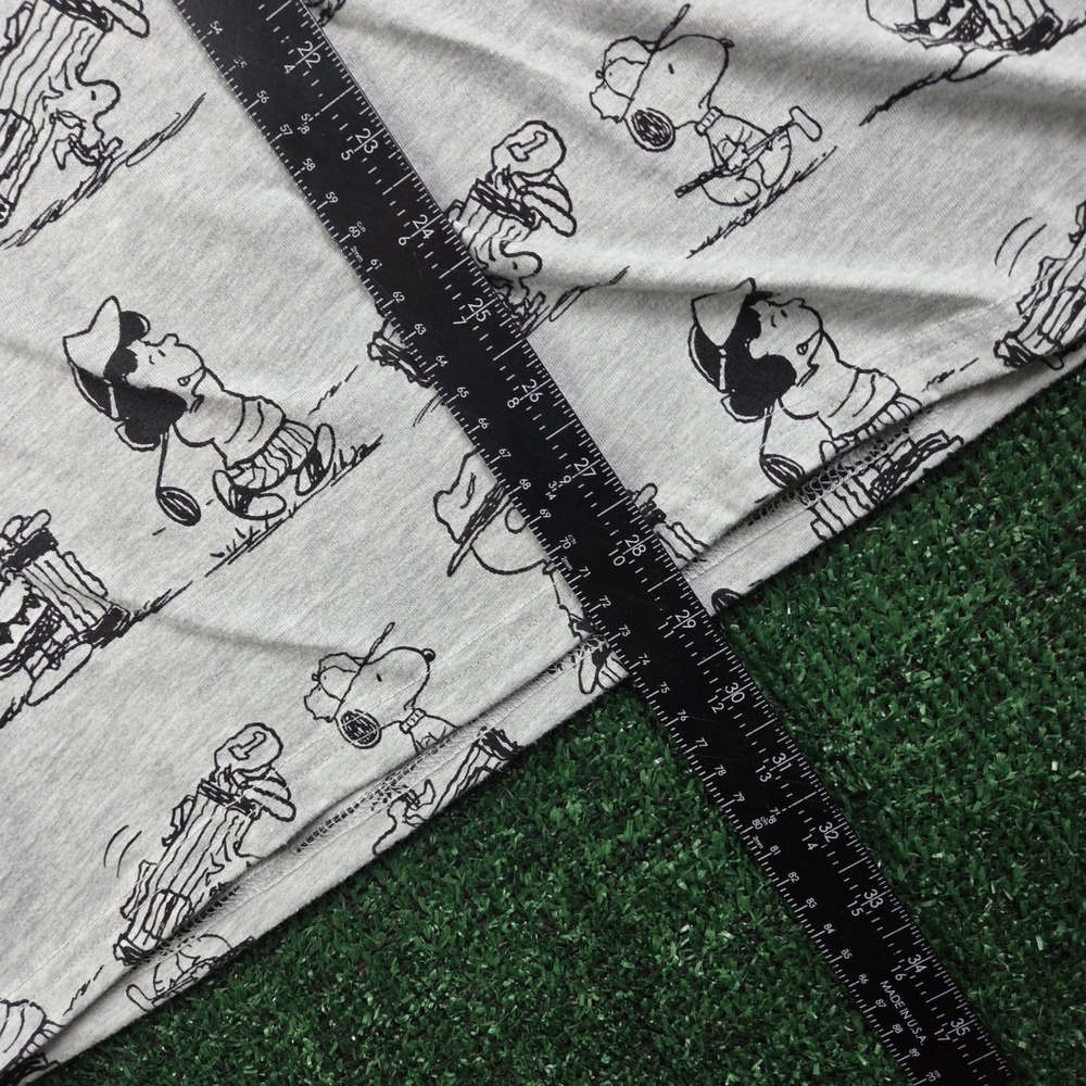 Peanuts Mens Golf Polo Shirt XL Gray Charlie Brown Snoopy Lucy All Over Print - Picture 7 of 7